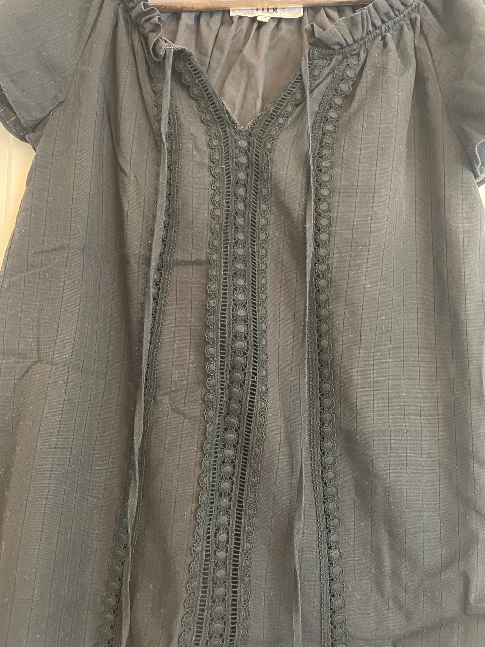 Tibi Black Mini Dress with Lace Trim - Picture 2 of 4